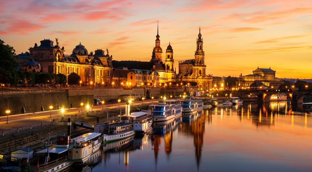 Dresden city skyline at Elbe River ,Dresden, Saxony, Germany